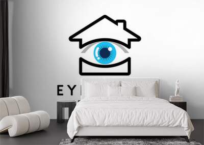 Eye home logo design or eye care home logo vector illustration Wall mural