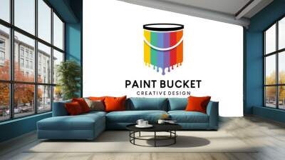 Paint bucket vector illustration logo design with rainbow colors concept Wall mural