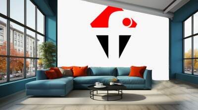 red and black letter f icon in kite. Abstract business logo icon design template Wall mural