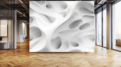 Abstract 3d white background, organic shapes seamless pattern texture. Wall mural