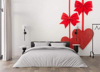   Decorative red bow and heart  Wall mural