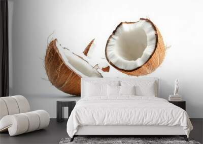 Cracked coconut with two halves Wall mural