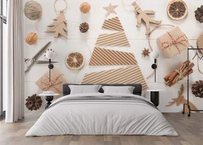 Christmas decoration on white background Wall mural