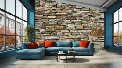 Natural background pattern, Otago schist stone wall, rugged grunge stone texture. Wall mural