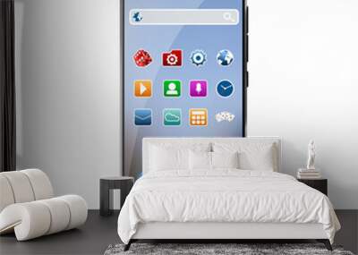 Smartphone template with set of icons Wall mural