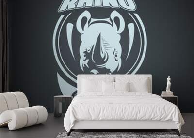 Vintage retro logo with rhino Wall mural