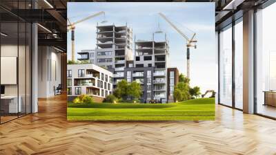 Scenic view of modern architecture and the construction of apartment buildings Wall mural