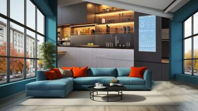 Smart home control panel in a modern kitchen Wall mural