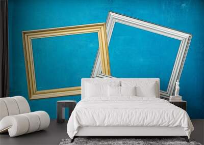 blu background with two frames Wall mural