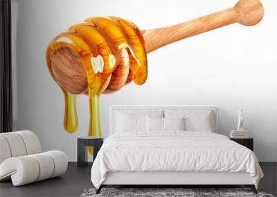 honey dripping isolated on white background Wall mural