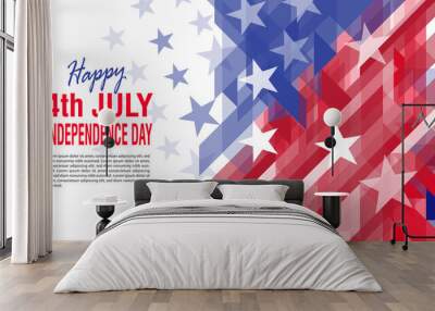 4th of July, American Independence Day. United States national flag abstract geometric vector banner Wall mural