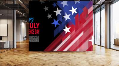 4th of July, American Independence Day. United States national flag abstract geometric vector banner Wall mural