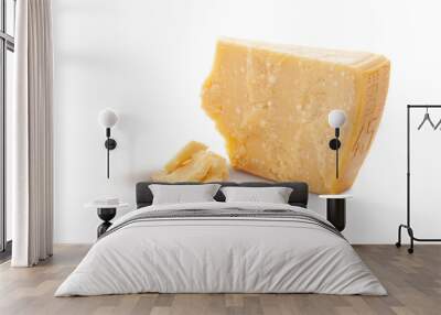 Aged parmesan cheese or parmigiano reggiano isolated on a transparent background Wall mural