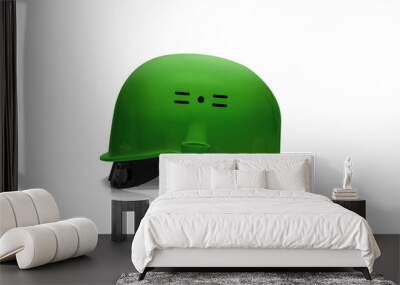 Green Plastic safety helmet isolated on white background Wall mural