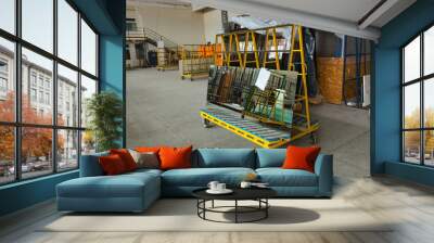 Interior of a large glass and mirror cutting factory Wall mural