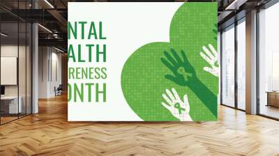 Mental Health Awareness Month. Vector web banner for social media, posters, cards, and flyers. Medical health care design.  Wall mural