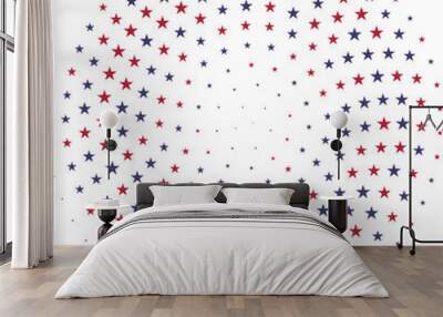 Red and blue stars pattern. American flag colors. Independence Day celebration design. Wall mural