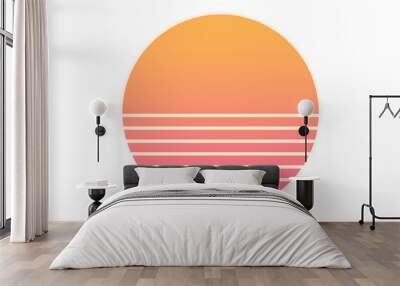 Retrowave sun - white Wall mural