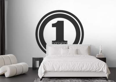 1 one year warranty icon isolated on transparent background Wall mural