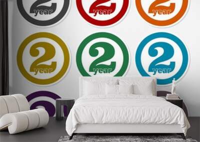 2 year, Celebrating 2 year, 2 year Anniversary - Set Wall mural