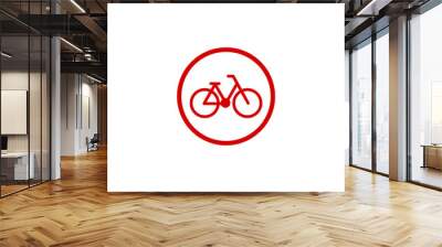 Bicycle circle web icon isolated on transparent background Wall mural