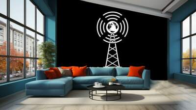 Communication antenna icon isolated on dark background Wall mural