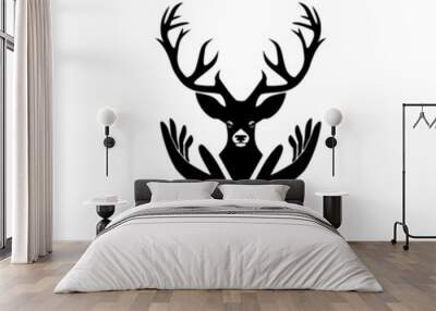 Deer head icon with shadow Wall mural