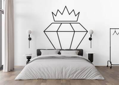 Diamond with crown icon isolated on white background Wall mural