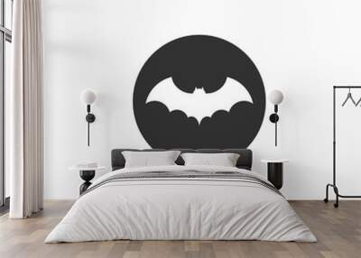 Flying bat icon isolated on transparent background Wall mural