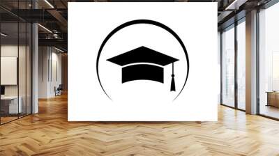 Graduation cap icon isolated on white background Wall mural