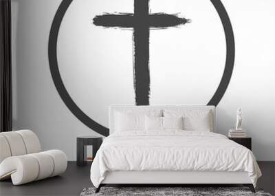 Grunge Christian cross icon. Set icons colorful Wall mural