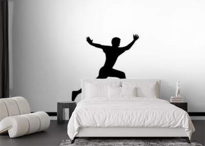 Guy jumps over cliff icon isolated on transparent background Wall mural