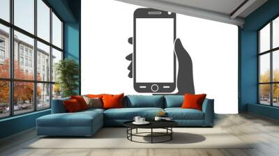 Hand Holding Phone, Hand Holding Phone icon on white background Wall mural