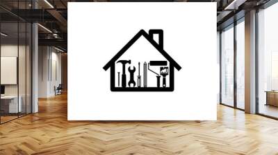 Home repair logo design isolated on white background Wall mural