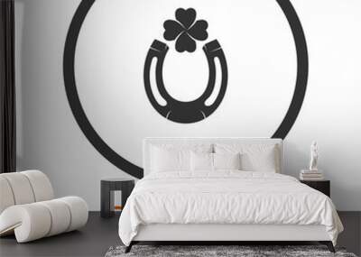 Horseshoe and clover icon. Set icons in color circle buttons Wall mural