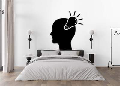 Human head creating idea icon with shadow Wall mural