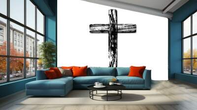 Illustration of an wooden cristian cross icon Wall mural