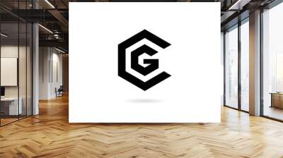 Initial CG Logo Design Template, Letter CG Logo isolated on white background Wall mural