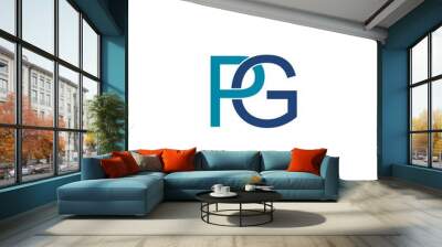 Letter PG Logo Design isolated on white background Wall mural