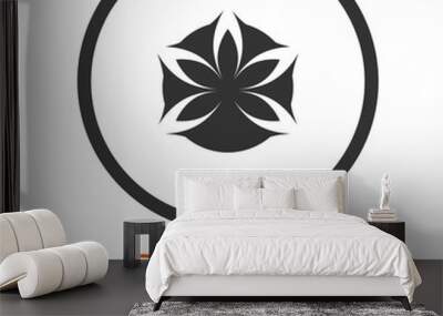 Lotus circle icons in color circle buttons Wall mural