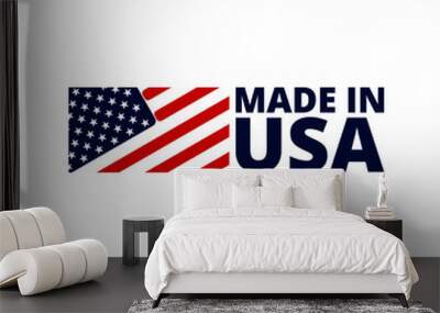 Made in USA badge with american flag. Made in USA banner isolated on white background Wall mural