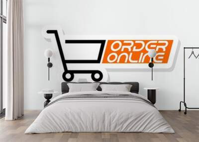 Online order sticker icon isolated on white background Wall mural