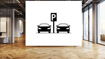 Parking icon isolated on transparent background Wall mural