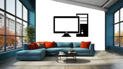 Pc with monitor icon isolated on white background Wall mural