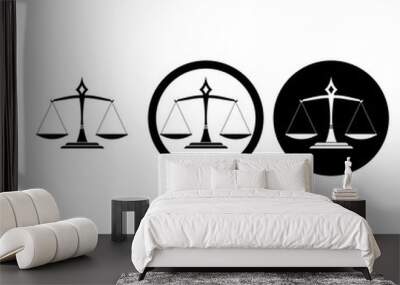 Scale icon set. Scales of justice flat icon isolated on white background Wall mural