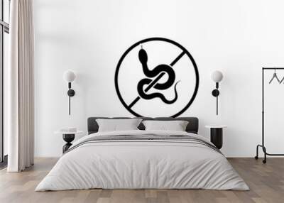 Silhouette snake sign carefully. Illustration symbol icon with shadow Wall mural