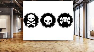 Skull and crossbones icon or button Wall mural