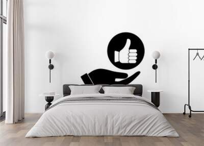 Thumb up icon with shadow Wall mural