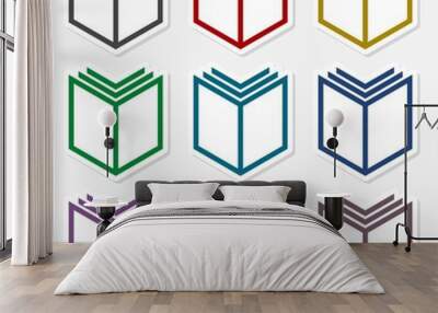 Vector sign book sticker set Wall mural