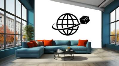 Worldwide shipping icon isolated on transparent background Wall mural